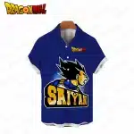 Bold Blue Vegeta Saiyan Pride Button-Up Hawaiian Shirt