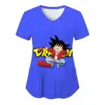 Bright Blue Cute Kid Goku Women's V-Neck T-shirt