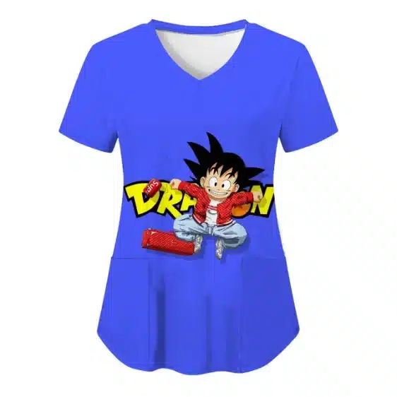 Bright Blue Cute Kid Goku Women's V-Neck T-shirt