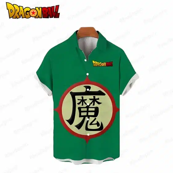 Classic Demon Mark Piccolo Green Button Up Hawaiian Shirt