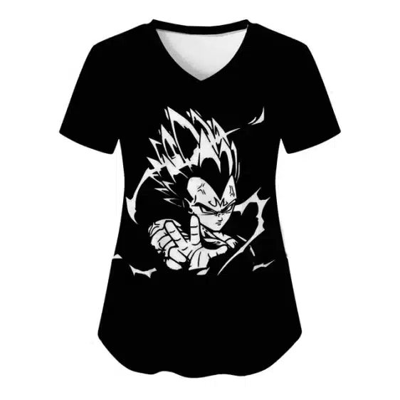 Classic Vegeta Gesture Black Women's V-Neck T-shirt