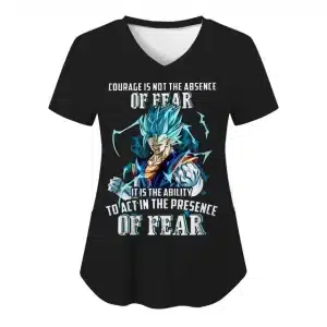 Courage Quote Vegito Blue Super Saiyan Women's V-Neck Tee