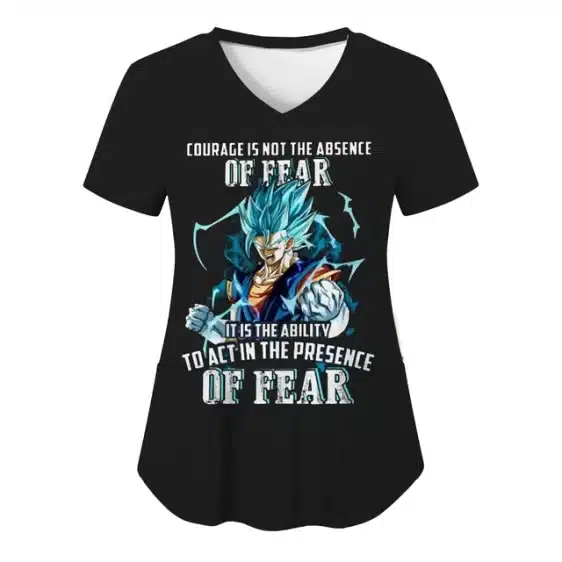 Courage Quote Vegito Blue Super Saiyan Women's V-Neck Tee