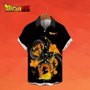 Dark Shenron and Dragon Balls Button-Up Hawaiian Shirt