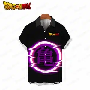 Dragon Ball Z Neon Kame Symbol Button Up Hawaiian Shirt