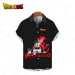 Fierce Black Vegeta Rage Button-Up Hawaiian Shirt