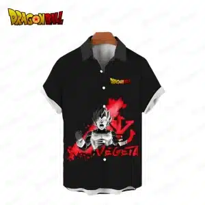 Fierce Black Vegeta Rage Button-Up Hawaiian Shirt