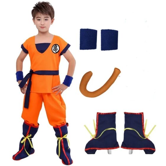 Goku Kids Children Orange Cosplay Costume Set with Accessories