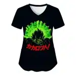 Green Burst Goku Kakarot Kanji Women's V-Neck T-shirt