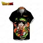 Kid Goku and Shenron Button Up Hawaiian Shirt