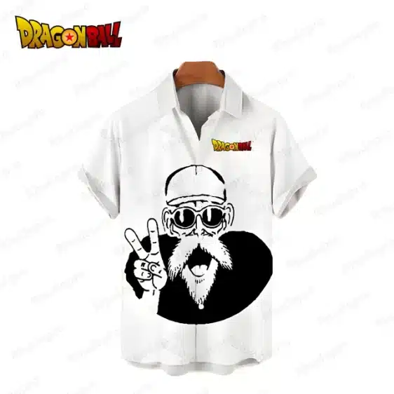 Master Roshi Peace Sign Button Up Hawaiian Shirt