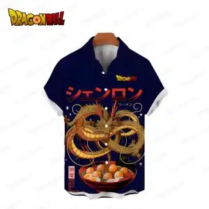 Shenron Ramen Dragon Ball Z Dark Blue Button Up Hawaiian Shirt