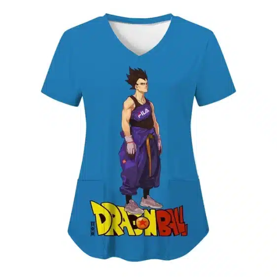 Stylish Blue Vegeta Modern Outfit Women's V-Neck T-shirt