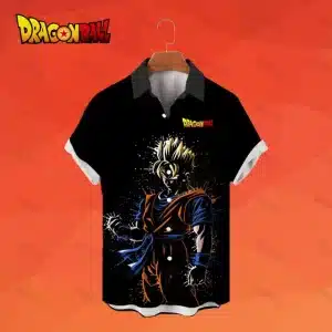 Stylish Super Saiyan Goku Button-Up Hawaiian Shirt