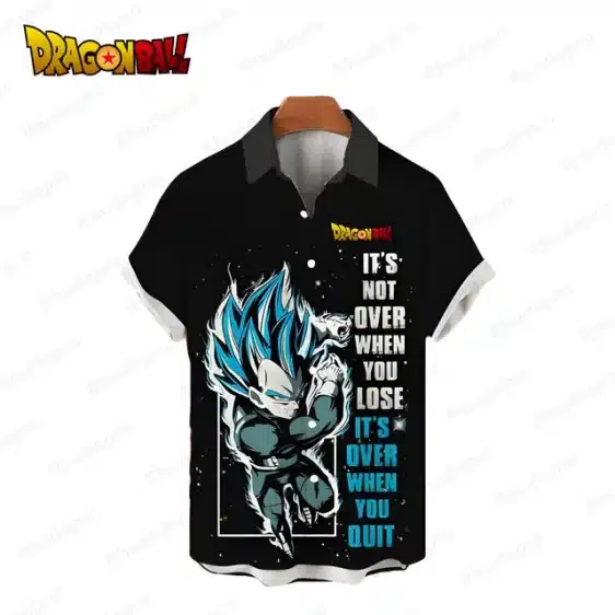 Super Saiyan Blue Vegeta Motivational Button-Up Hawaiian Shirt