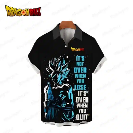 Super Saiyan Goku Inspirational Quote Button-Up Hawaiian Shirt