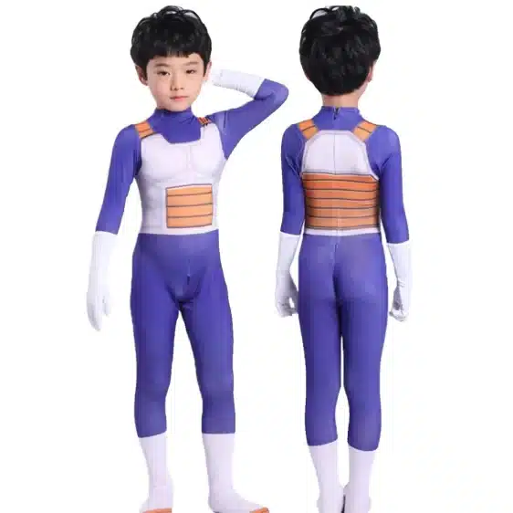 Vegeta Blue Saiyan Battle Armor Kids Children Cosplay Suit