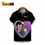 Vegeta & Bulma Love Heart Button Up Hawaiian Shirt