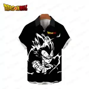 Vegeta Final Flash Black Button Up Hawaiian Shirt