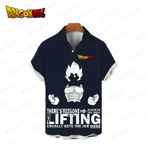 Vegeta Lifting Motivation Button Up Hawaiian Shirt