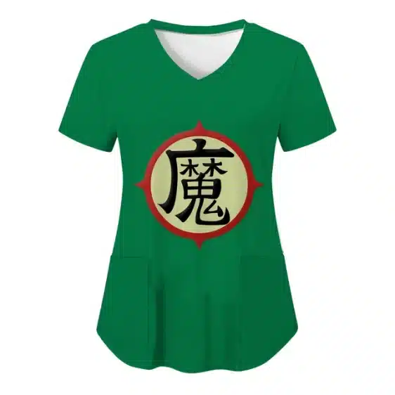 Vibrant Green King Piccolo Symbol Women's V-Neck T-shirt