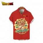 Vintage Son Goku Retro Red Button Up Hawaiian Shirt