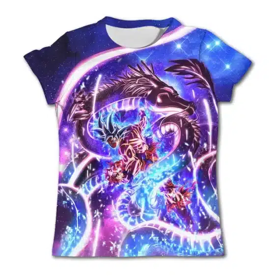 Cosmic Shenron and Super Saiyan Blue Power Surge Kids T-Shirt