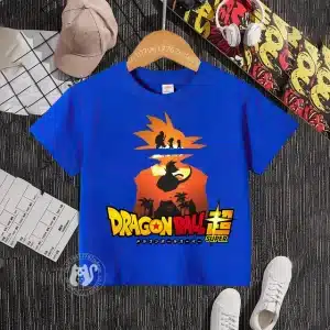 Dragon Ball Super Sunset Silhouette Goku Adventure Kids T-Shirt - Blue