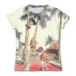 Playful Kid Goku and Master Roshi Palm Tree Children T-Shirt