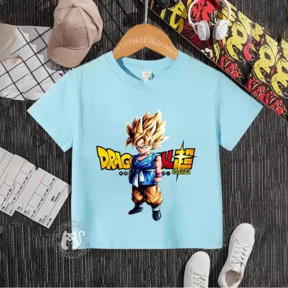 Super Saiyan Goku Classic Kids T-Shirt in Multiple Colors - Light Blue