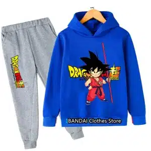 Blue Kid Goku Dragon Ball Kids Hoodie & Gray Sweatpants Set