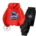 Boy & Girl Red Goku Hoodie & Black Sweatpants Set