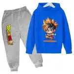 Chibi Goku Blue Dragon Ball Super Kids Hoodie & Gray Sweatpants Set