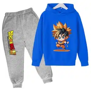 Chibi Goku Blue Dragon Ball Super Kids Hoodie & Gray Sweatpants Set