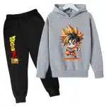 Chibi Goku Gray Dragon Ball Super Kids Hoodie & Black Sweatpants Set