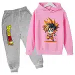 Chibi Goku Pink Dragon Ball Super Kids Hoodie & Gray Sweatpants Set