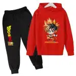 Chibi Goku Red Dragon Ball Super Kids Hoodie & Black Sweatpants Set