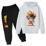 Chibi Goku White Dragon Ball Super Kids Hoodie & Black Sweatpants Set