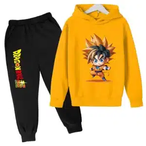 Chibi Goku Yellow Dragon Ball Super Kids Hoodie & Black Sweatpants Set