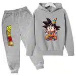 Cute Chibi Goku Gray Dragon Ball Super Kids Hoodie & Sweatpants Set