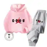 DBZ Pink & Gray Goku Air Jordan Kids Hoodie & Sweatpants Set