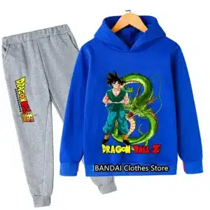 Goku & Shenron Kids Blue Hoodie & Grey Sweatpants Set