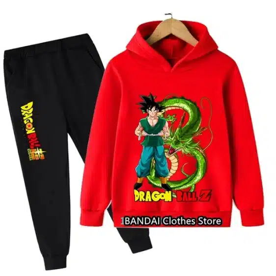 Goku & Shenron Kids Red Hoodie & Black Sweatpants Set