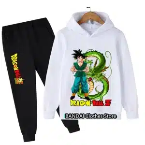 Goku & Shenron Kids White Hoodie & Black Sweatpants Set