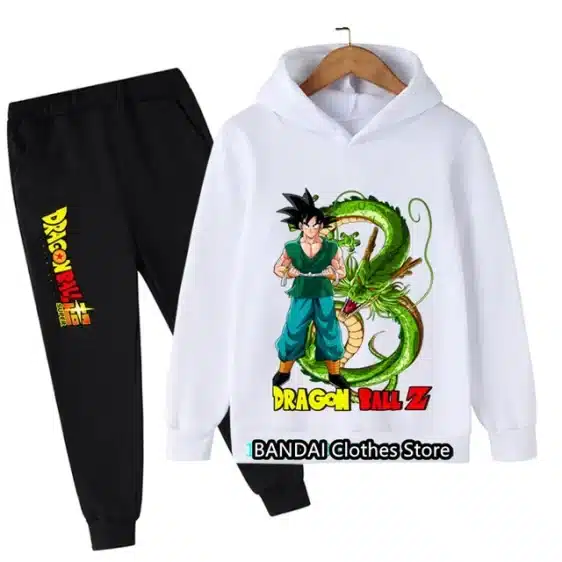 Goku & Shenron Kids White Hoodie & Black Sweatpants Set