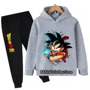 Kid Goku Kamehameha Grey Kids Hoodie & Black Sweatpants Set