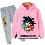 Kid Goku Kamehameha Pink Kids Hoodie & Grey Sweatpants Set