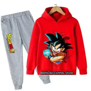 Kid Goku Kamehameha Red Kids Hoodie & Grey Sweatpants Set