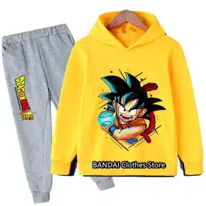 Kid Goku Kamehameha Yellow Kids Hoodie & Grey Sweatpants Set