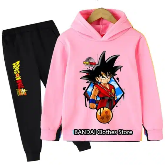 Pink Dragon Ball Super Kids Hoodie & Black Sweatpants Set